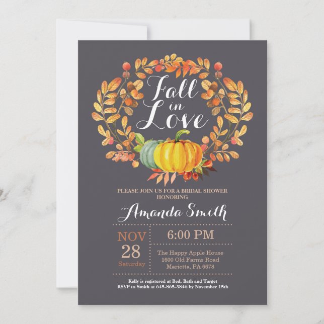 Carte d'invitation pour la douche nuptiale d'autom (Devant)