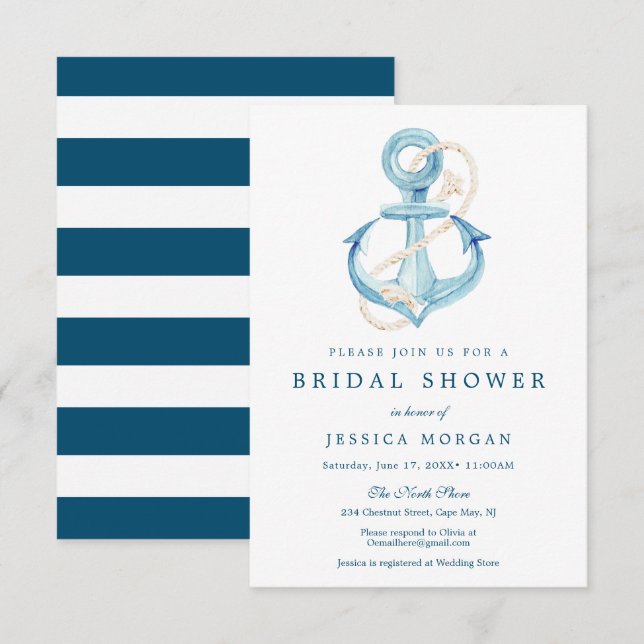 Carte d'invitation pour la douche nuptiale de la m (Devant / Derrière)