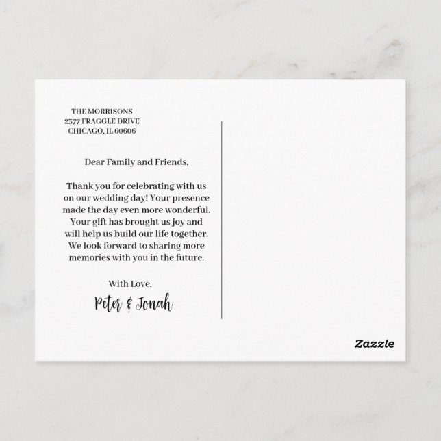 carte d'invitation pour la famille et les amis (Dos)