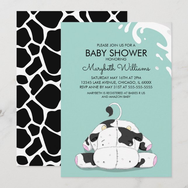 Carte d'invitation pour la fête du Baby shower de  (Devant / Derrière)