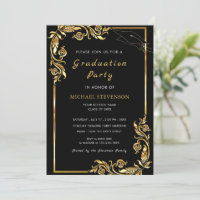 Carte d'invitation pour la graduation Feuille d'or