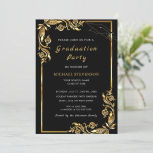 Carte d'invitation pour la graduation Feuille d'or