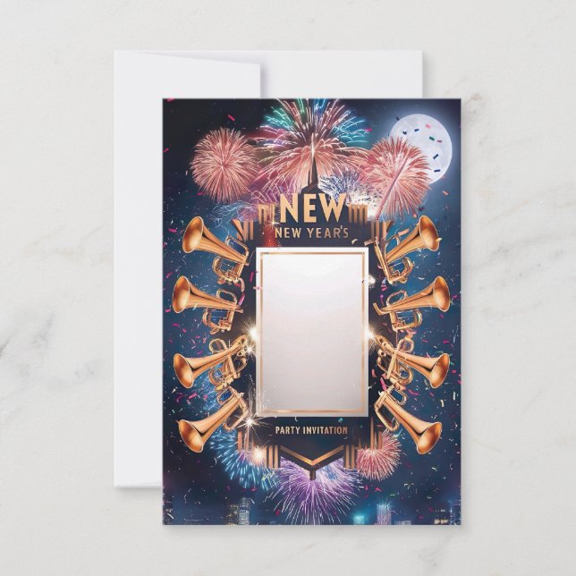 Carte d'invitation pour la soirée du Nouvel An (Devant)