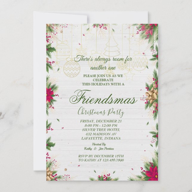 Carte d'invitation pour la soirée Friendsmas Noël (Devant)