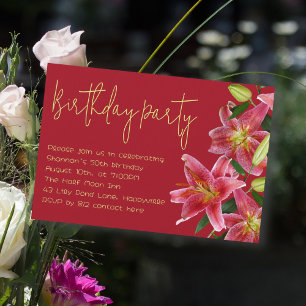 Carte d'invitation pour l'anniversaire adulte Fleu