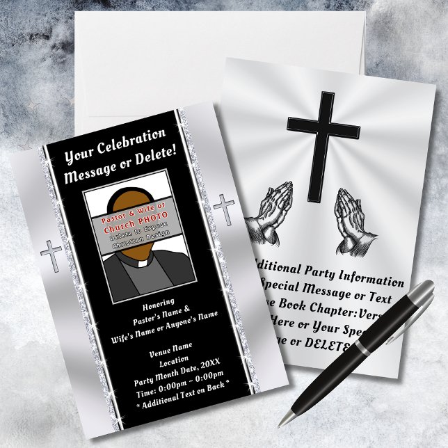 Carte d'invitation pour l'anniversaire de l'église (Church Anniversary Invitations. Christian Invitations. Pastor Appreciation Invitations. )