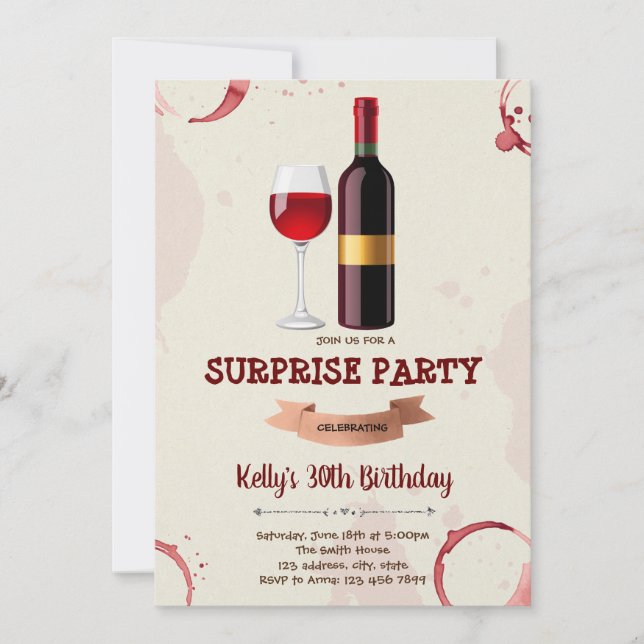 Carte d'invitation pour l'anniversaire du vin (Devant)