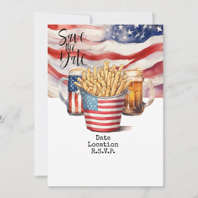 Carte d'invitation pour le 4 juillet, sauvegardez  (Devant)