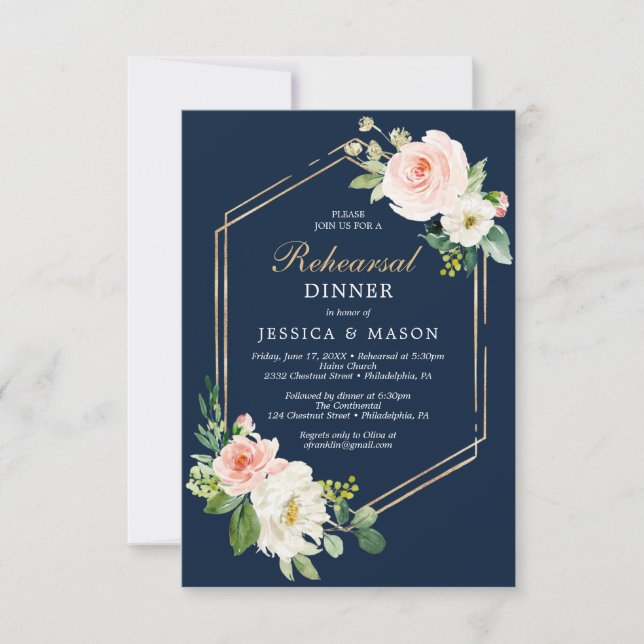Carte d'Invitation pour le dîner de répétition ble (Devant)