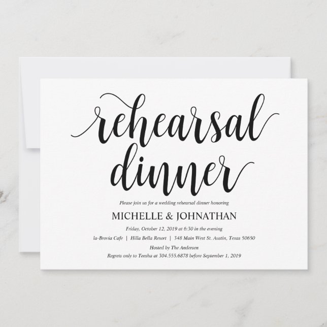 Carte d'invitation pour le dîner de répétition Mar (Devant)