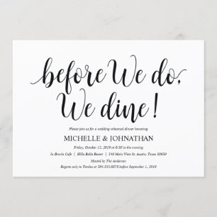 Carte d'invitation pour le dîner de répétition Mar