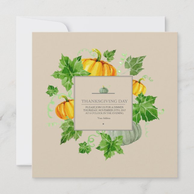 Carte d'invitation pour le dîner de Thanksgiving (Devant)