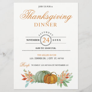 Carte d'invitation pour le dîner de Thanksgiving C