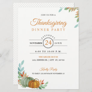 Carte d'invitation pour le dîner de Thanksgiving C