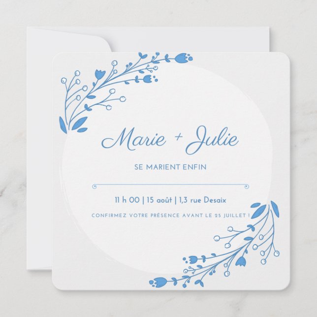 carte d'invitation pour le mariage, fiançailles (Devant)