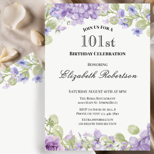 Carte d'invitation pour les 101 ans avec un élégan