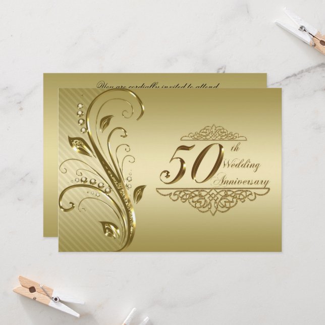 Carte d'invitation pour les 50 ans d'anniversaire  (Devant/Arrière en situation)