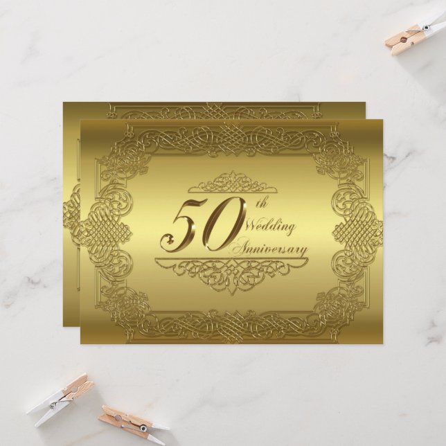 Carte d'invitation pour les 50 ans de mariage (Devant/Arrière en situation)