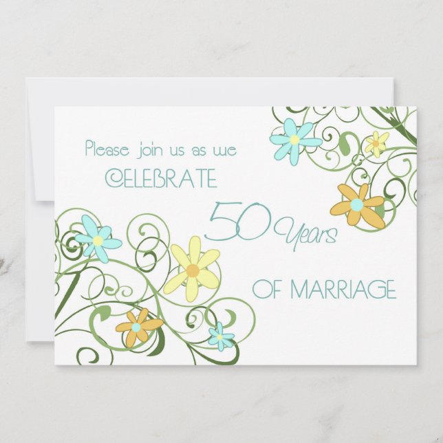 Carte d'invitation pour les 50 ans de mariage avec (Devant)