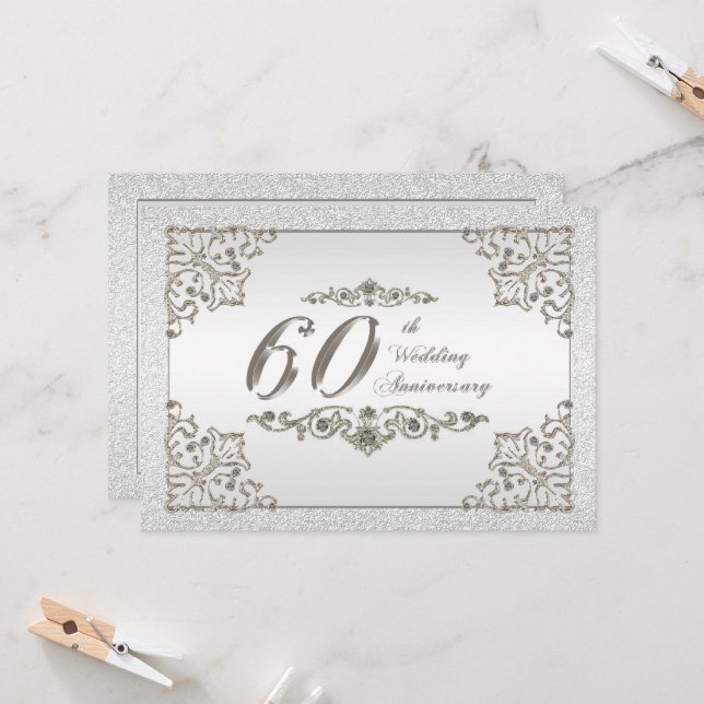 Carte d'invitation pour les 60 ans de mariage (Devant/Arrière en situation)