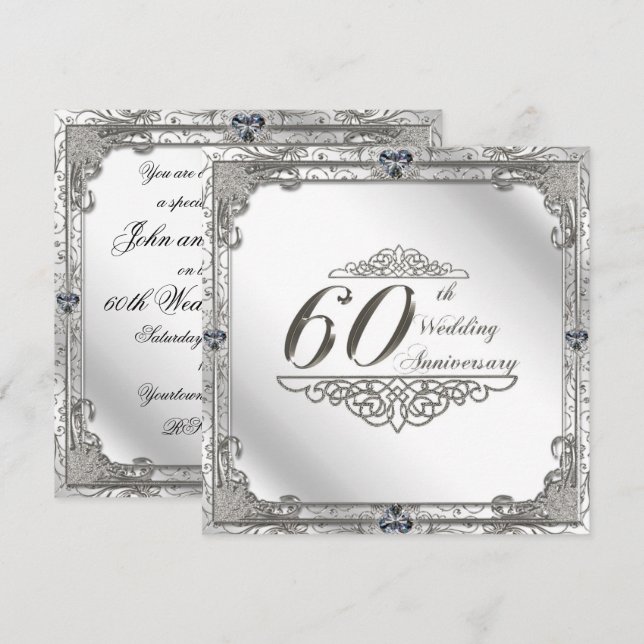 Carte d'invitation pour les 60 ans de mariage (Devant / Derrière)