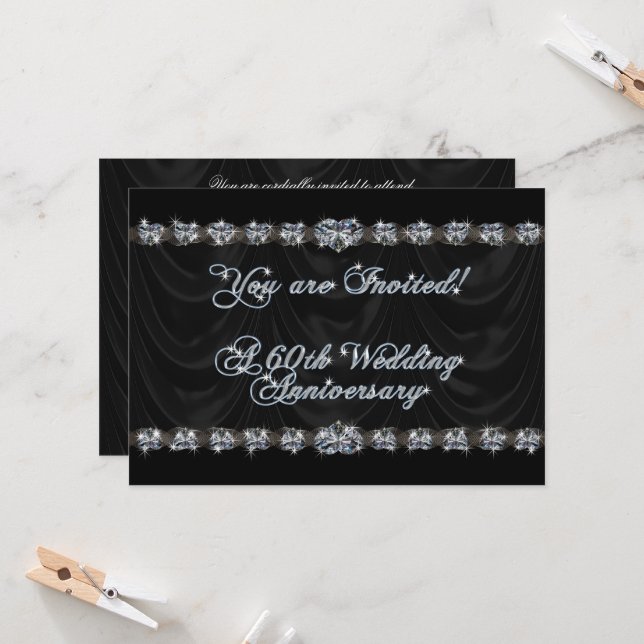 Carte d'invitation pour les 60 ans de mariage (Devant/Arrière en situation)