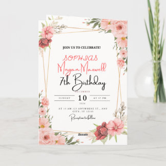 Carte d'invitation pour les 7 ans de Sophia Morgan