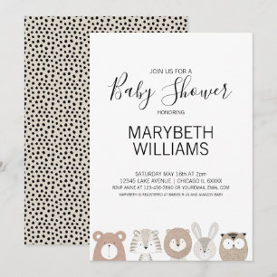 Carte d'invitation pour les animaux mignons Baby s