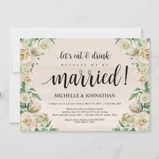Carte d'invitation pour réception de mariage après (Devant)