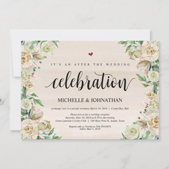 Carte d'invitation pour réception de mariage print (Devant)