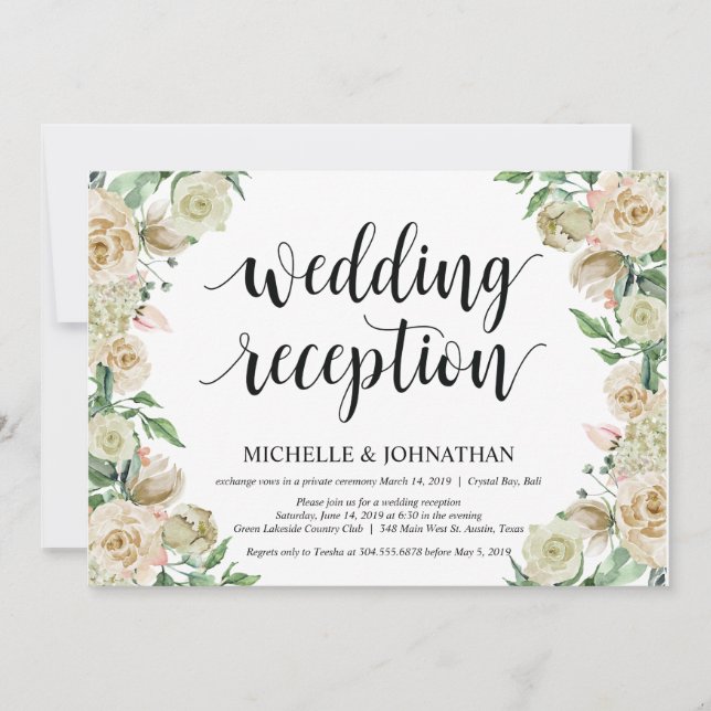 Carte d'invitation pour réception de mariage print (Devant)