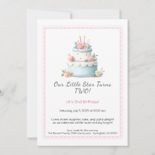 Carte d'invitation pour un 2e anniversaire – Gâtea