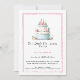 Carte d'invitation pour un 2e anniversaire – Gâtea