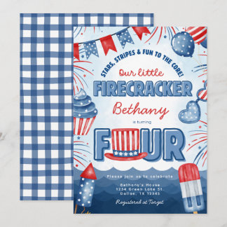 Carte d'invitation pour un anniversaire le 4 juill