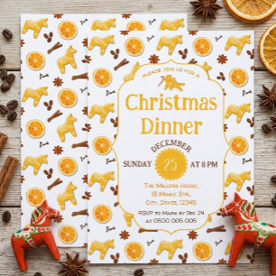 Carte d'invitation pour un dîner de Noël au citrus