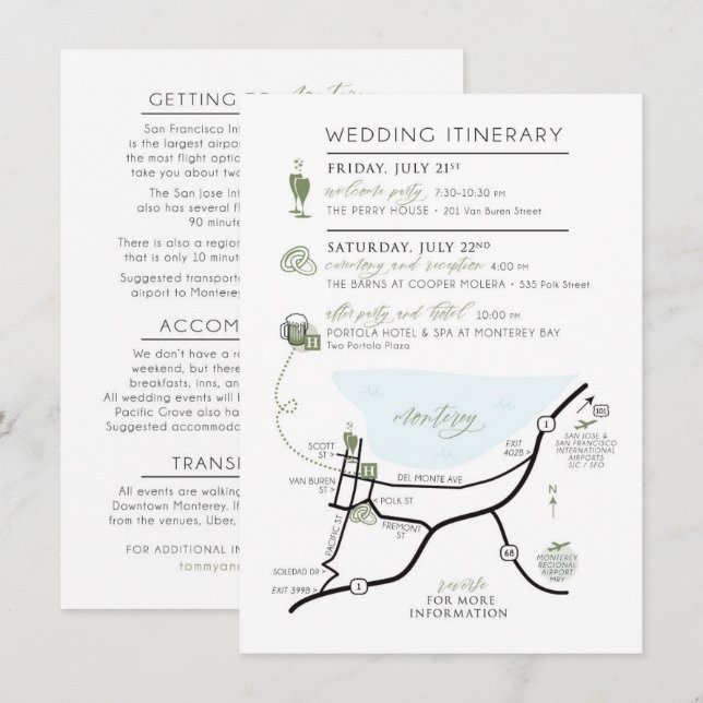 Carte d'invitation pour un plan personnalisé pour  (Devant / Derrière)