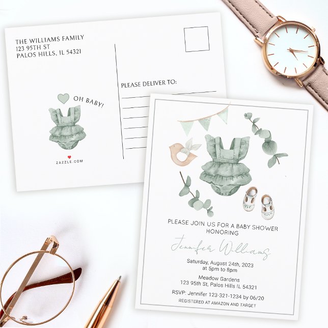 Carte d'invitation pour une baby shower fille au t (Créateur téléchargé)