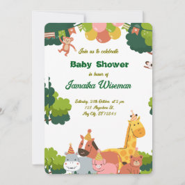 Carte d'invitation pour une Baby Shower Safari - A