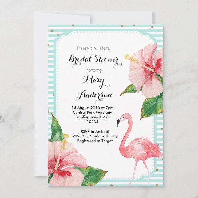 Carte d'invitation pour une douche nuptiale Flaman (Devant)