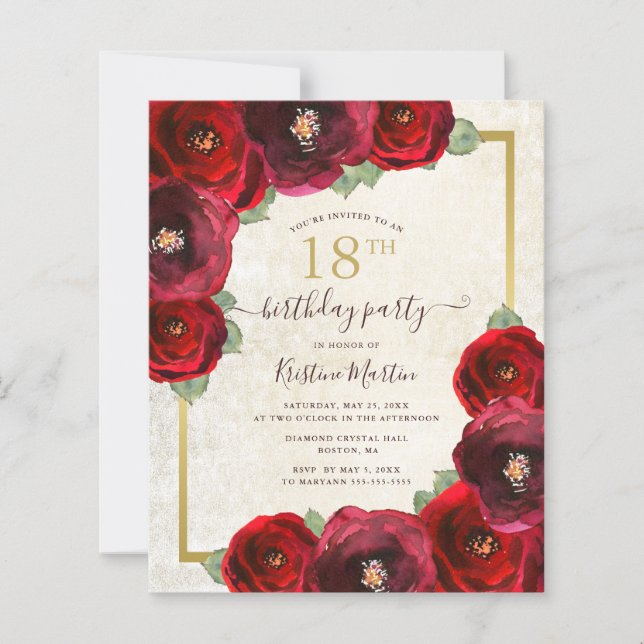 Carte d'invitation pour une fête d'anniversaire 18 (Devant)
