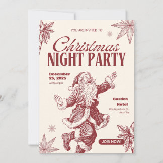 Carte d'invitation pour une fête de Noël avec un P
