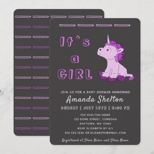 Carte d'invitation pour une petite fille rose Unic