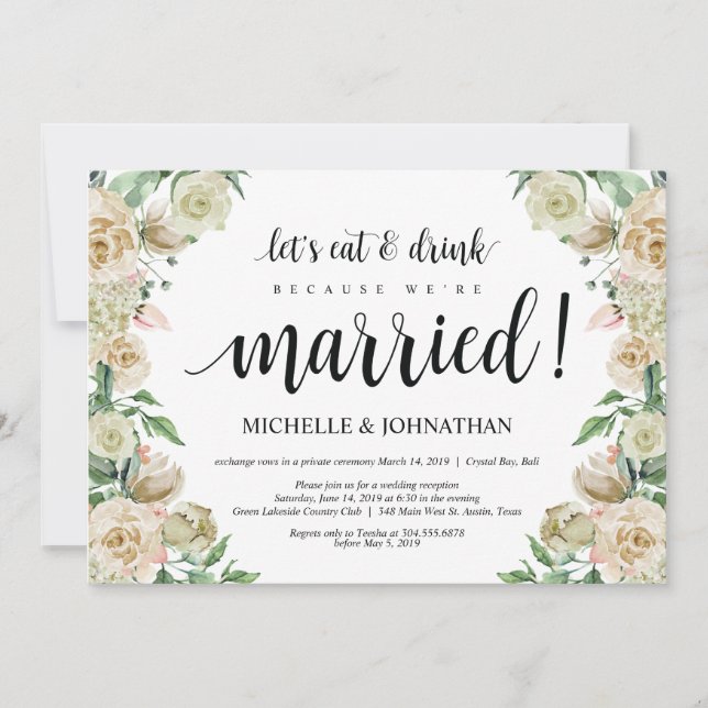 Carte d'invitation pour une réception de mariage a (Devant)