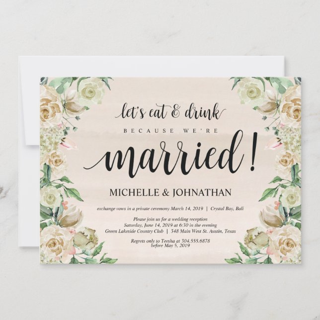 Carte d'invitation pour une réception de mariage e (Devant)
