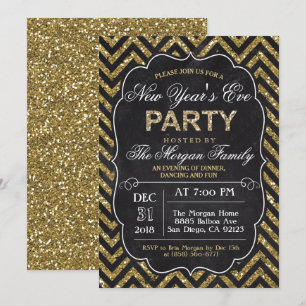 Carte d'invitation pour une soirée du Nouvel An à 