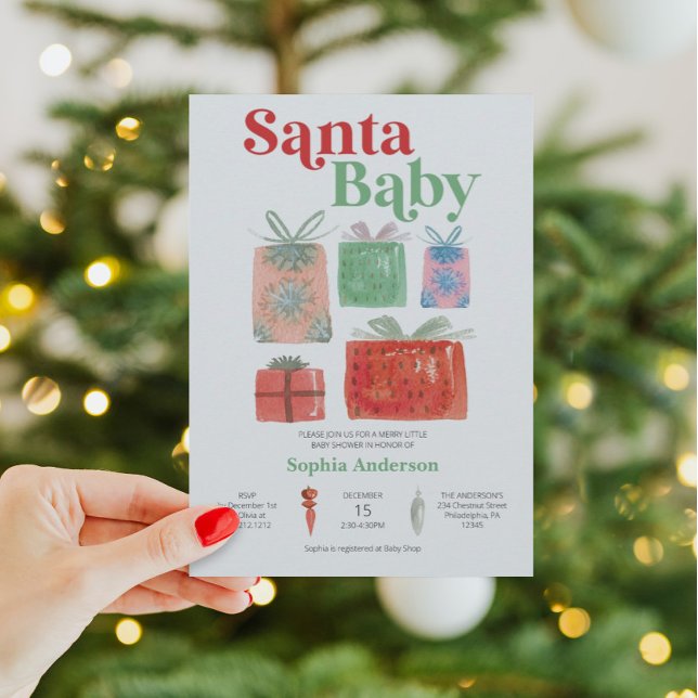 Carte d'invitation Retro Christmas Père Noël Baby  (Créateur téléchargé)