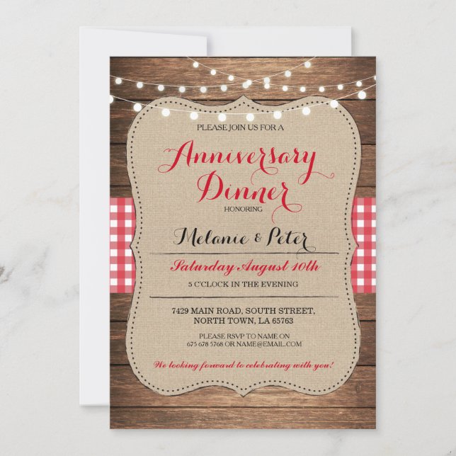 Carte d'invitation rouge pour anniversaire de mari (Devant)