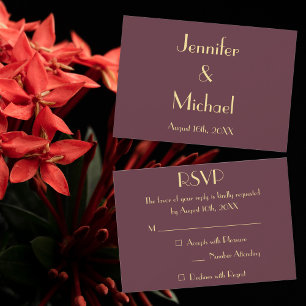 Carte d'invitation RSVP de mariage or en Bourgogne