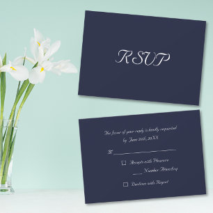 Carte d'invitation RSVP élégante bleu marine pour
