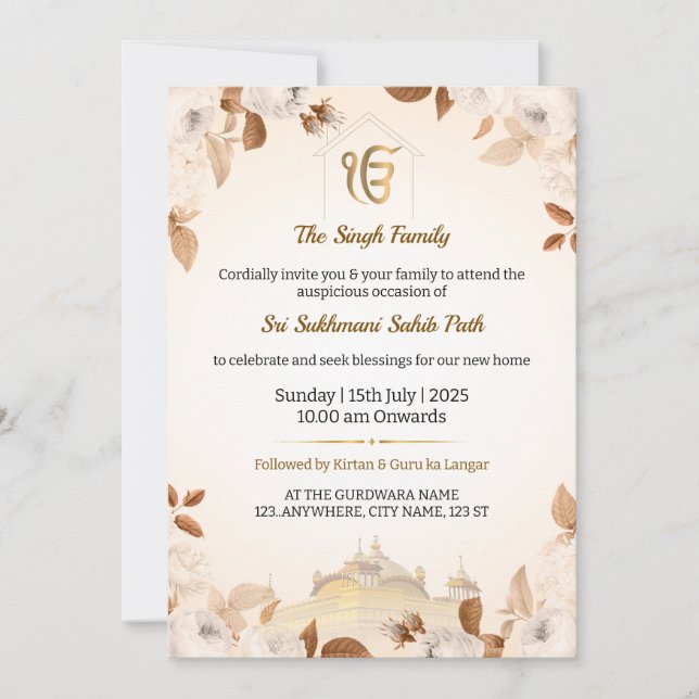 Carte d'invitation Sikh Houseéchauffement, chemin  (Devant)